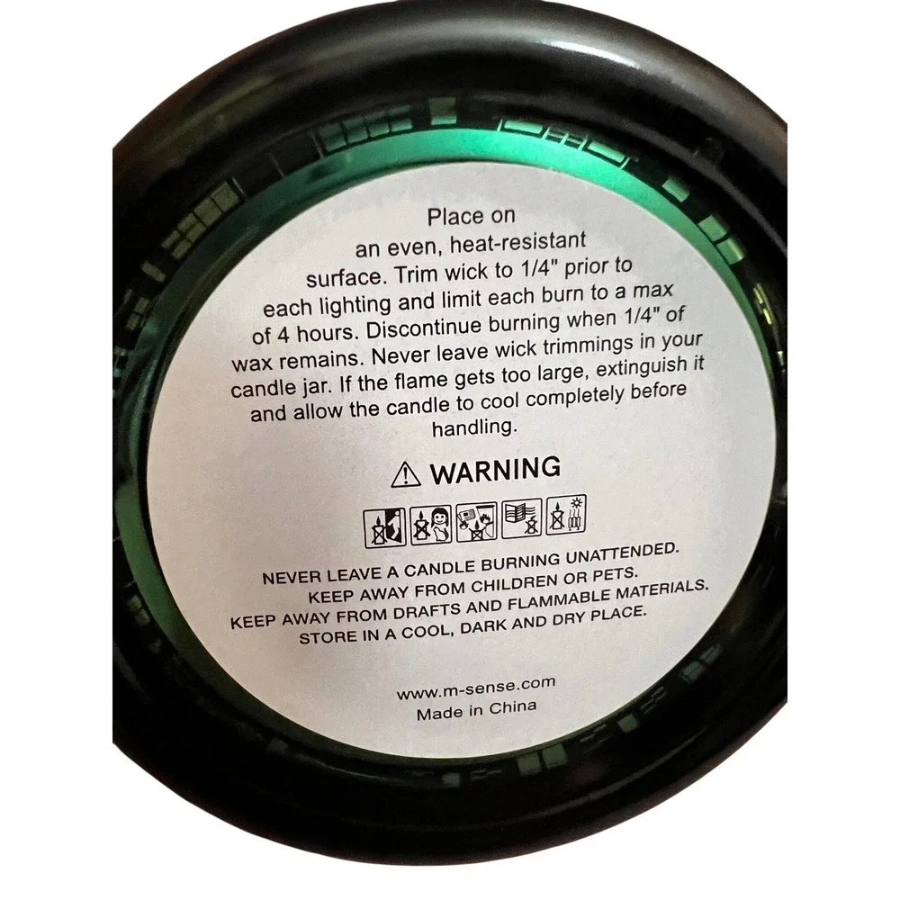 M&SENSE Pine Forest Scented Candle Emerald Green Mercury Glass Holiday Village
